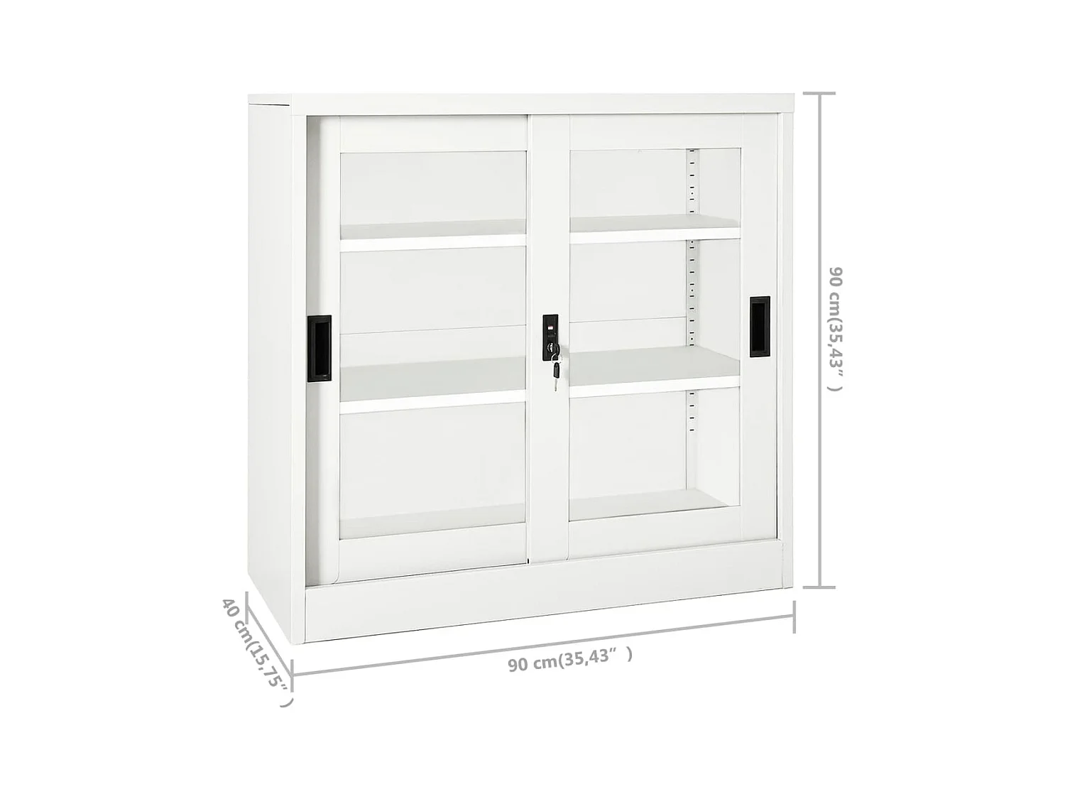 Roldeurkast 90x40x90 cm staal wit
