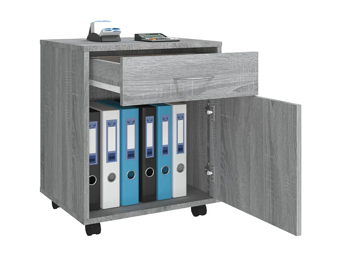 Rolkast 45x38x54 cm bewerkt hout grijs sonoma eiken