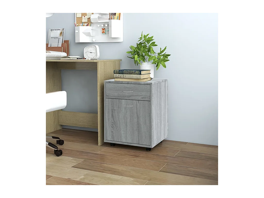 Rolkast 45x38x54 cm bewerkt hout grijs sonoma eiken