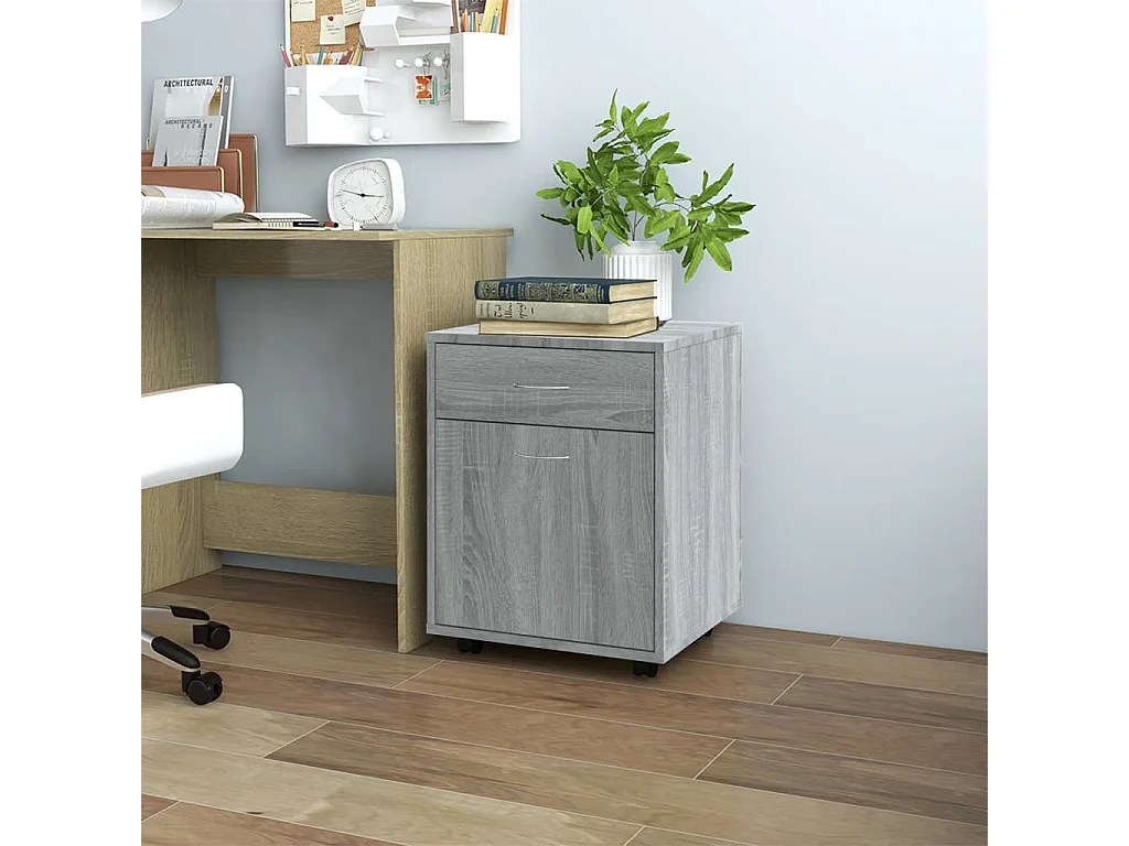 Rolkast 45x38x54 cm bewerkt hout grijs sonoma eiken