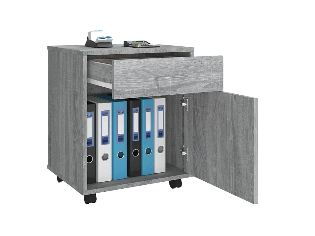 Rolkast 45x38x54 cm bewerkt hout grijs sonoma eiken