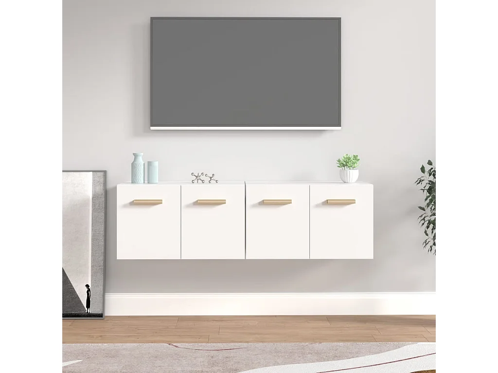 Mobili Parete 2 pz Bianco 60x36,5x35 cm Legno Multistrato