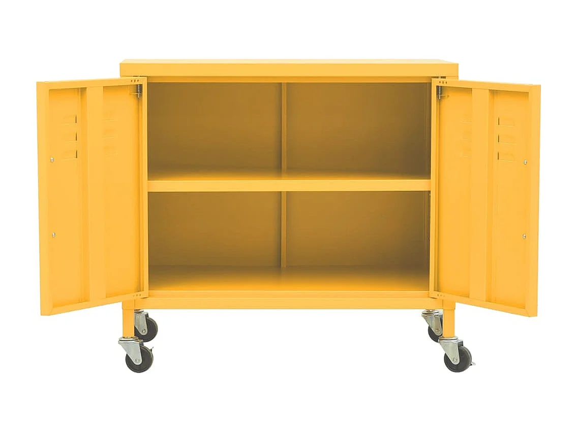 Opbergkast 60x35x56 cm staal mosterdgeel