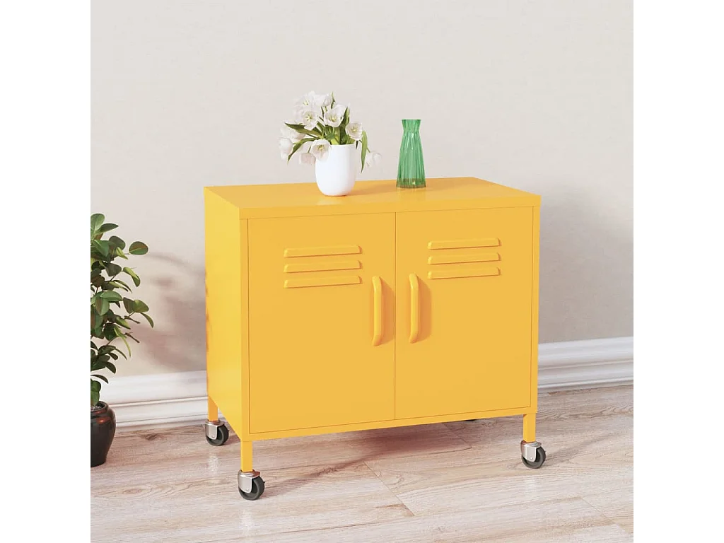 Armario de almacenamiento acero amarillo mostaza 60x35x56 cm