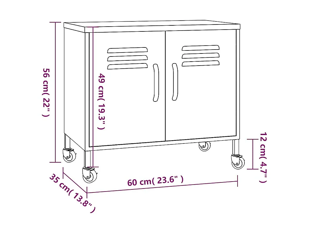 Armoire de rangement Jaune moutarde 60x35x56 cm Acier