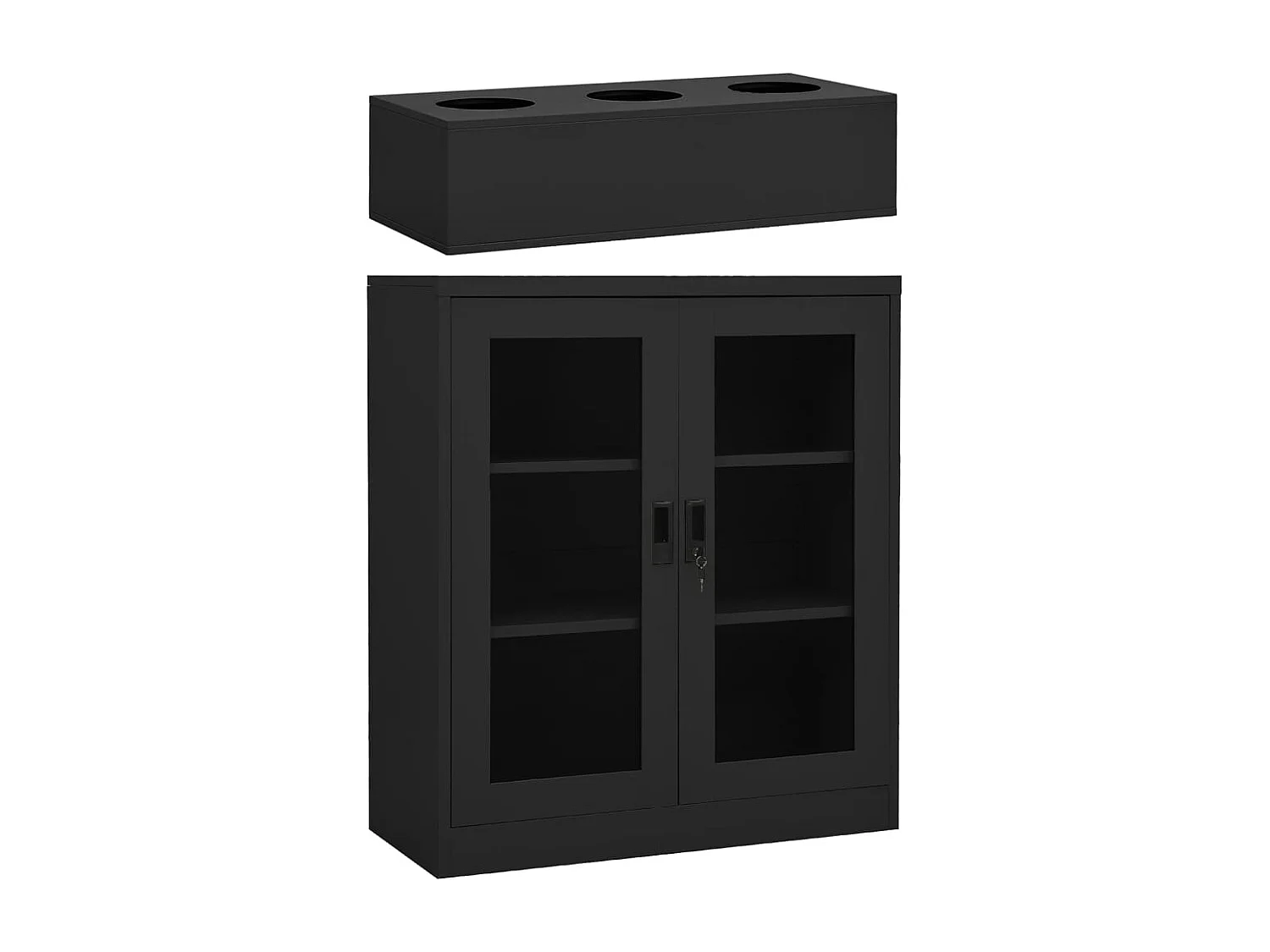 Armario de oficina con macetero acero antracita 90x40x128 cm