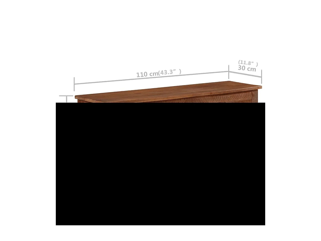 Scatola Portaoggetti 110x30x40 cm in Legno Massello di Mango