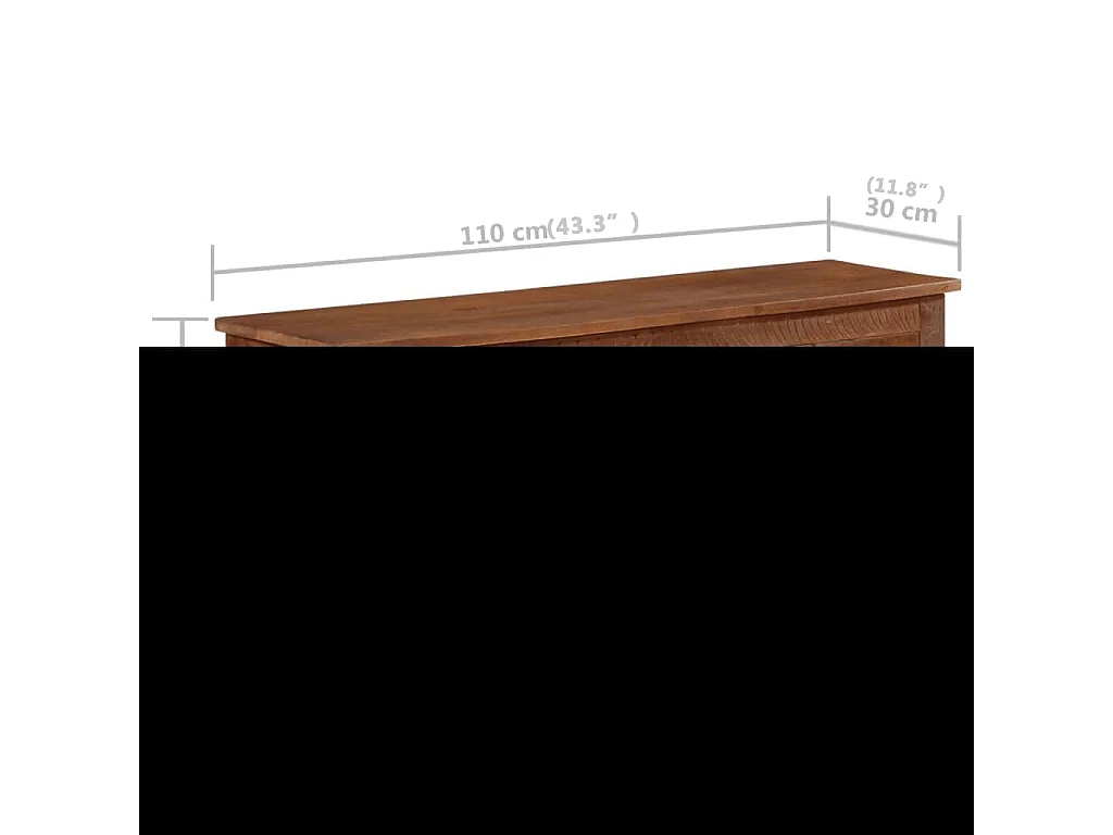 Caixa de arrumação 110x30x40 cm madeira de mangueira maciça