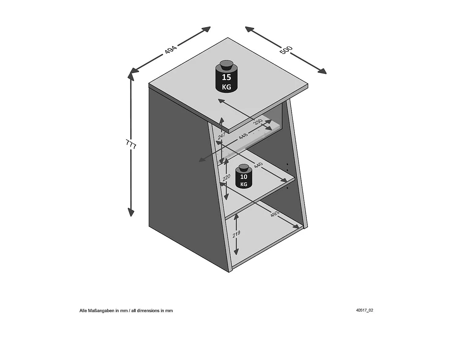Bijzetkast voor gaming met 2 open vakken 49,4x50x77,7 cm antraciet