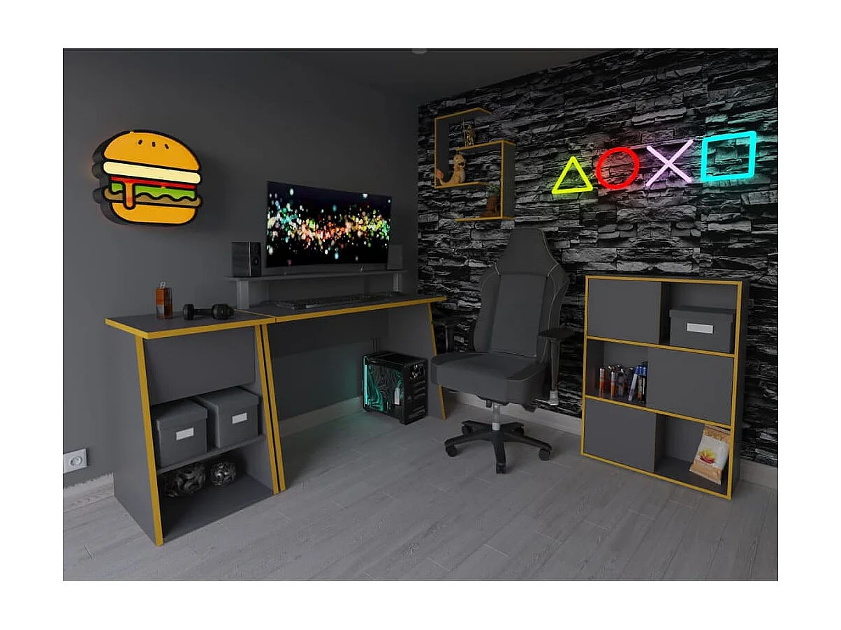 Bijzetkast voor gaming met 2 open vakken 49,4x50x77,7 cm antraciet