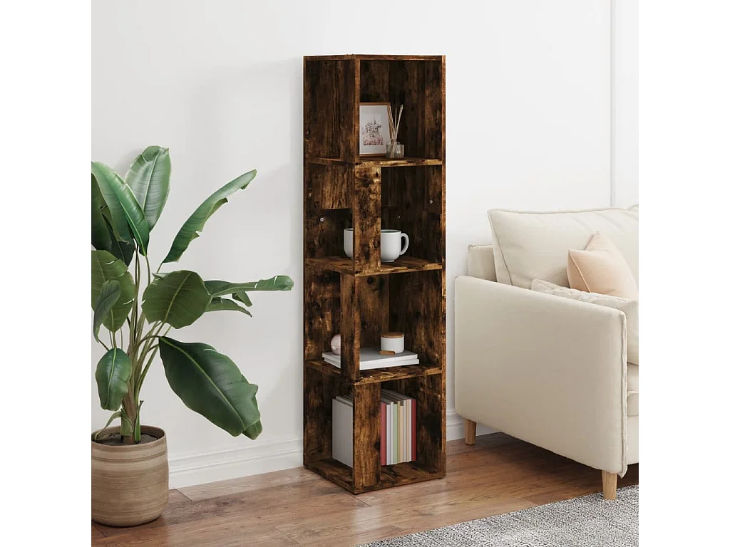 Armoire d'angle Chêne fumé 33x33x132 cm Bois d'ingénierie