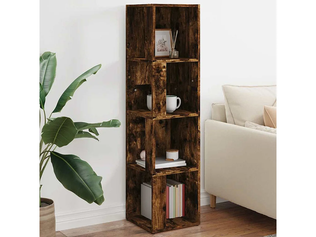 Mueble esquina madera contrachapada roble ahumado 33x33x132 cm