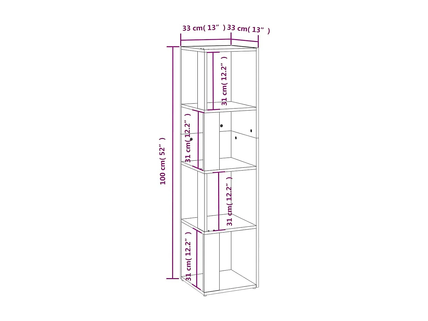 Mueble esquina madera contrachapada roble ahumado 33x33x132 cm