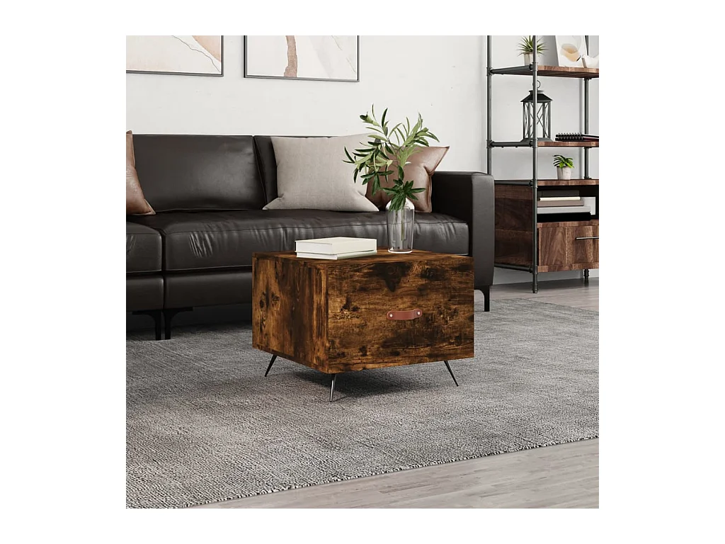 Table basse Chêne fumé 50x50x40 cm Bois d'ingénierie