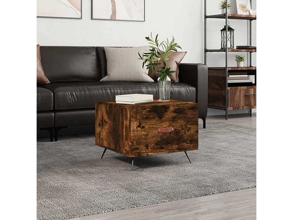 Salontafel 50x50x40 cm bewerkt hout gerookt eikenkleurig