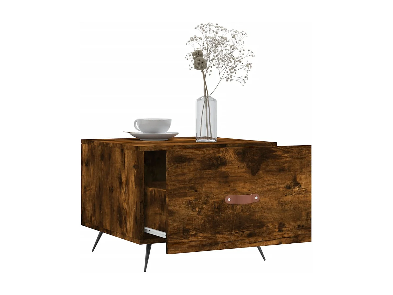 Salontafel 50x50x40 cm bewerkt hout gerookt eikenkleurig