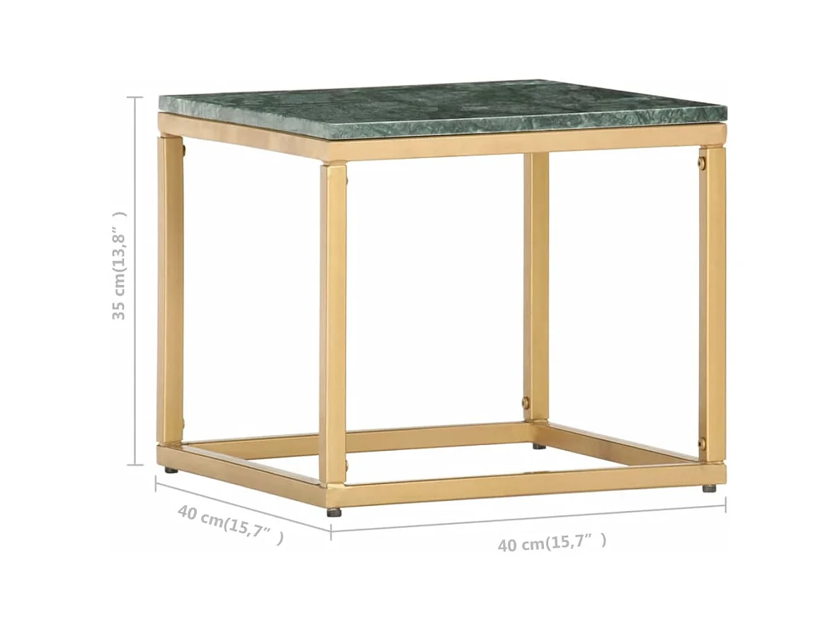 Table basse Vert 40x40x35 cm Pierre véritable et texture marbre
