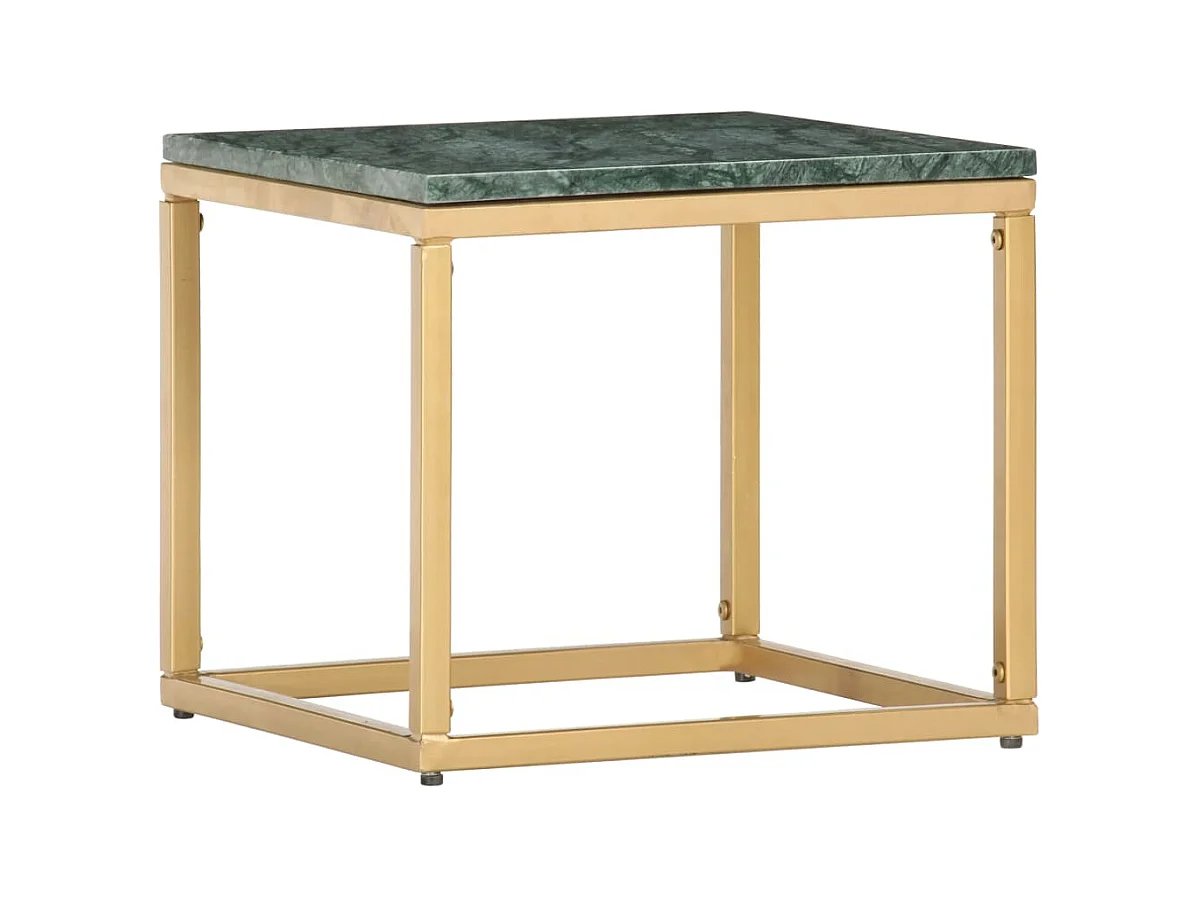 Table basse Vert 40x40x35 cm Pierre véritable et texture marbre