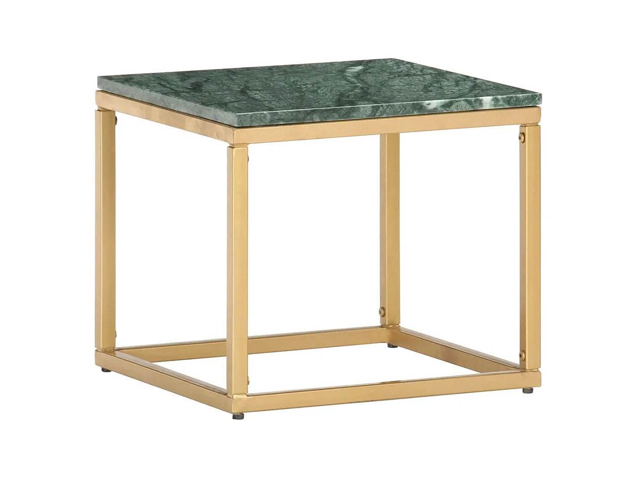 Table basse Vert 40x40x35 cm Pierre véritable et texture marbre