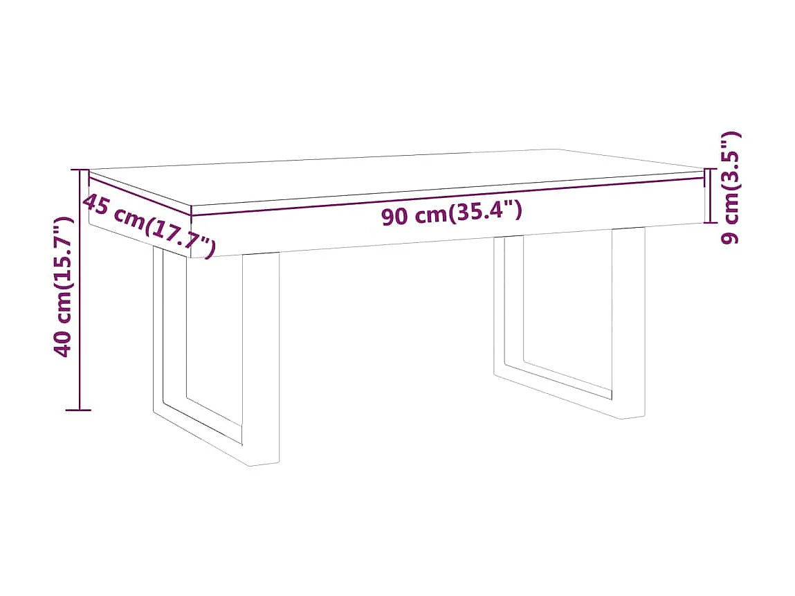Salontafel 90x45x40 cm MDF en ijzer grijs en zwart