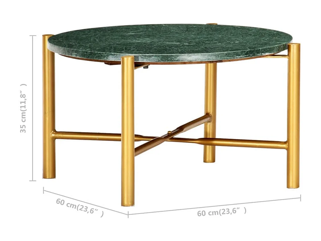 Mesa de centro piedra real textura de mármol verde 60x60x35 cm