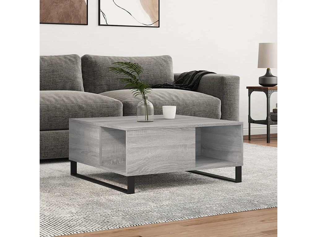 Salontafel 80x80x36,5 cm bewerkt hout grijs sonoma eikenkleurig
