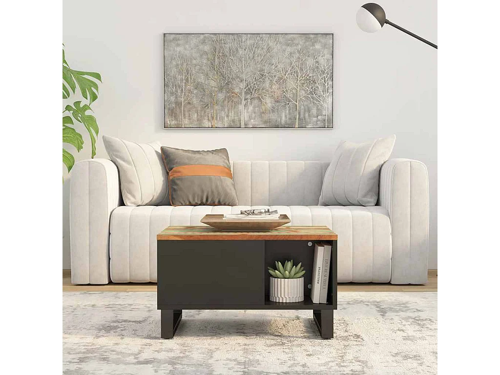 Table basse 60x50x35 cm bois de récupération massif