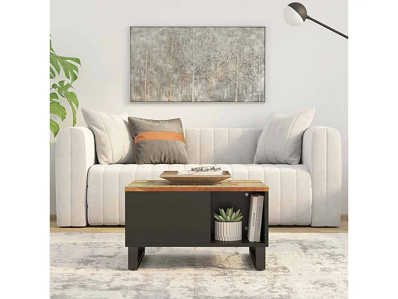 Table basse 60x50x35 cm bois de récupération massif