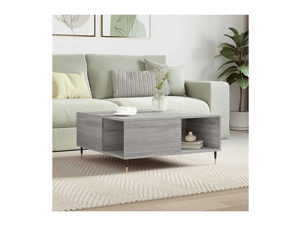 Table basse sonoma gris 80x80x36,5 cm bois d'ingénierie