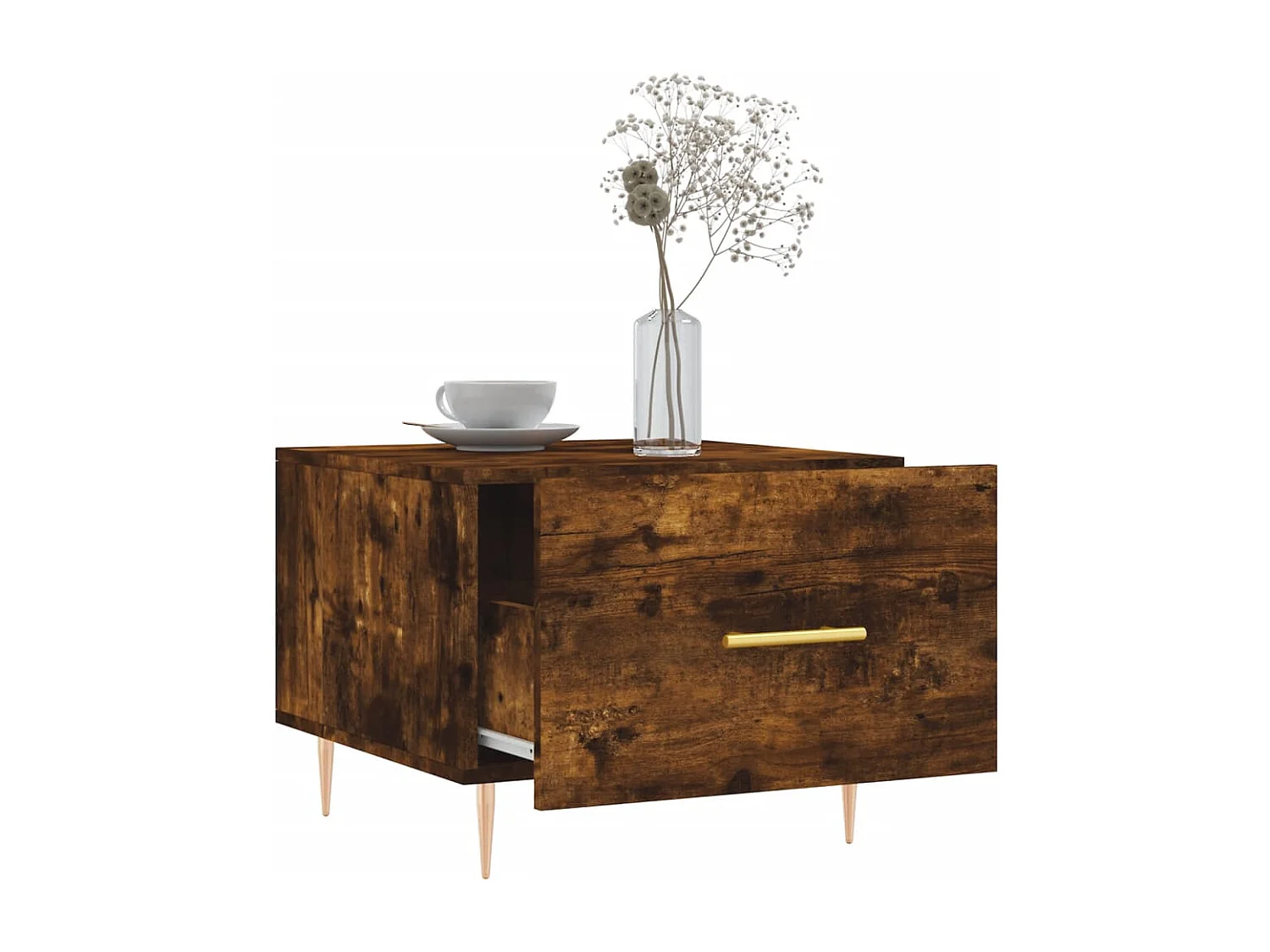 Tavolino da Salotto Rovere Fumo 50x50x40 cm Legno Multistrato