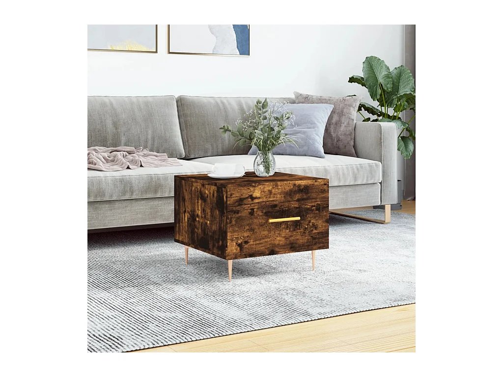 Tavolino da Salotto Rovere Fumo 50x50x40 cm Legno Multistrato