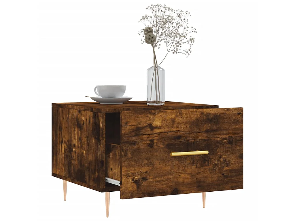 Tavolino da Salotto Rovere Fumo 50x50x40 cm Legno Multistrato