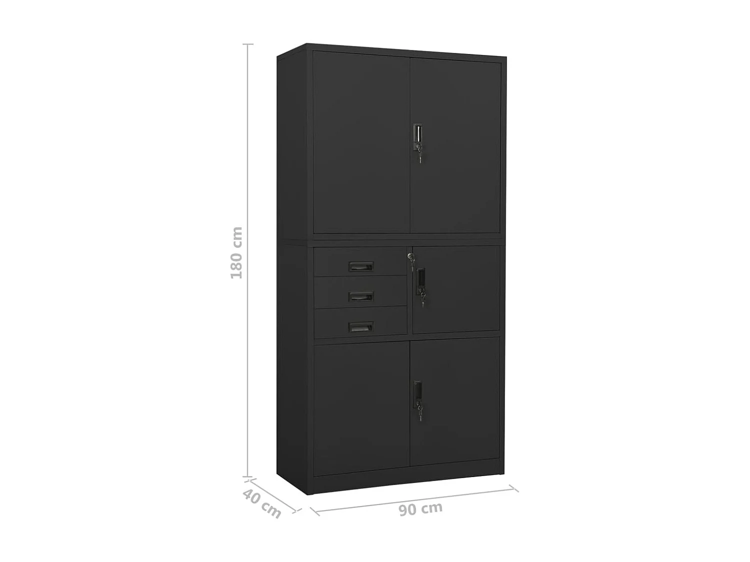 Armoire de bureau Anthracite 90x40x180 cm Acier