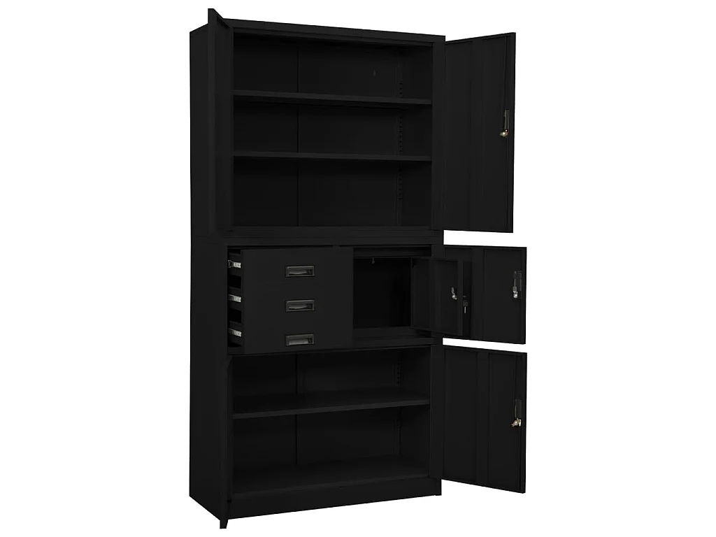 Armadio per Ufficio Nero 90x40x180 cm in Acciaio