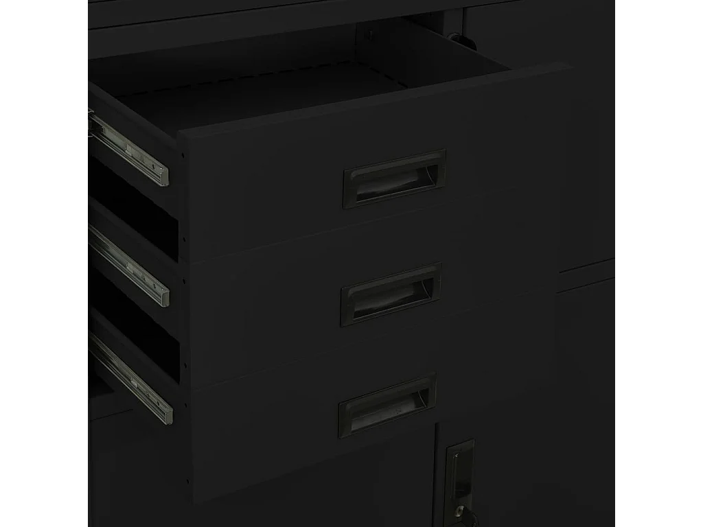 Armadio per Ufficio Nero 90x40x180 cm in Acciaio