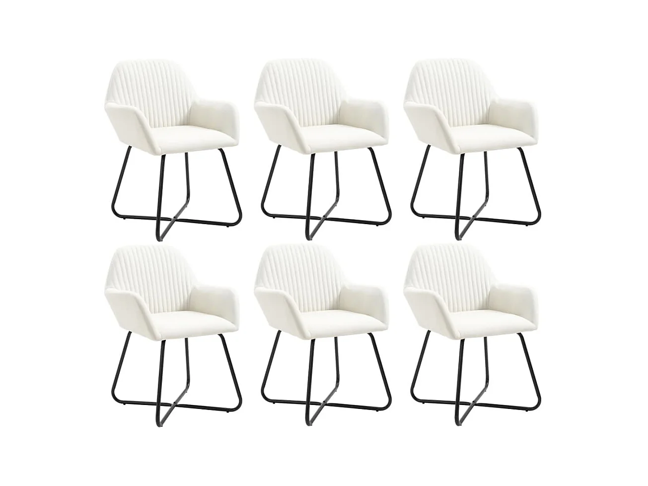 Chaises à manger lot de 6 crème tissu