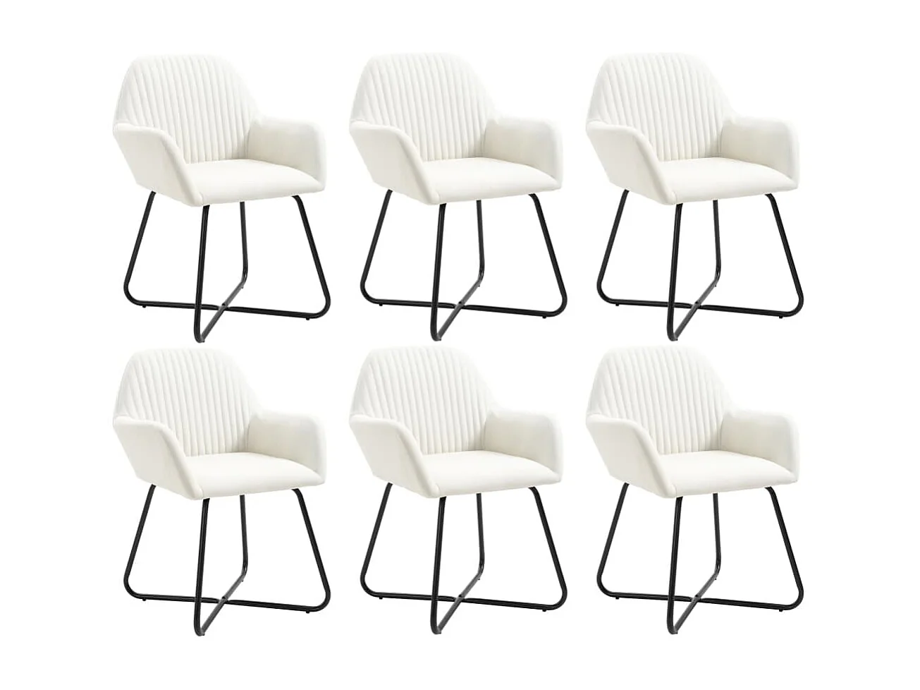 Chaises à manger lot de 6 crème tissu