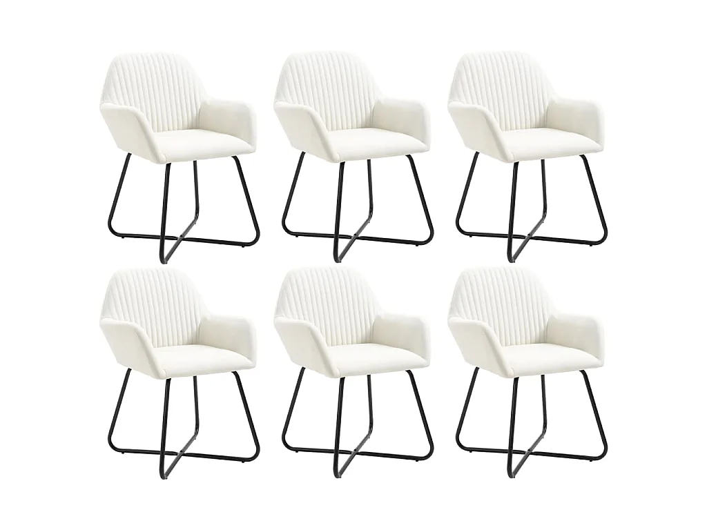 Cadeiras de jantar 6 pcs tecido cor creme