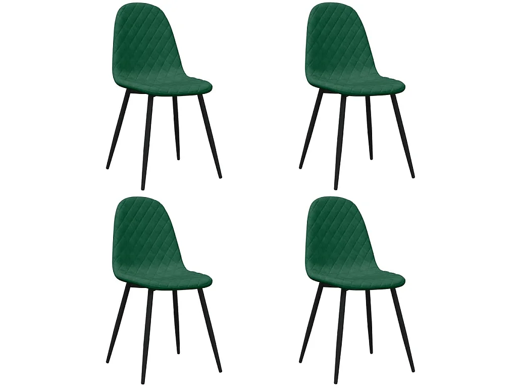 Sedie da Pranzo 4 pz Verde Scuro in Velluto