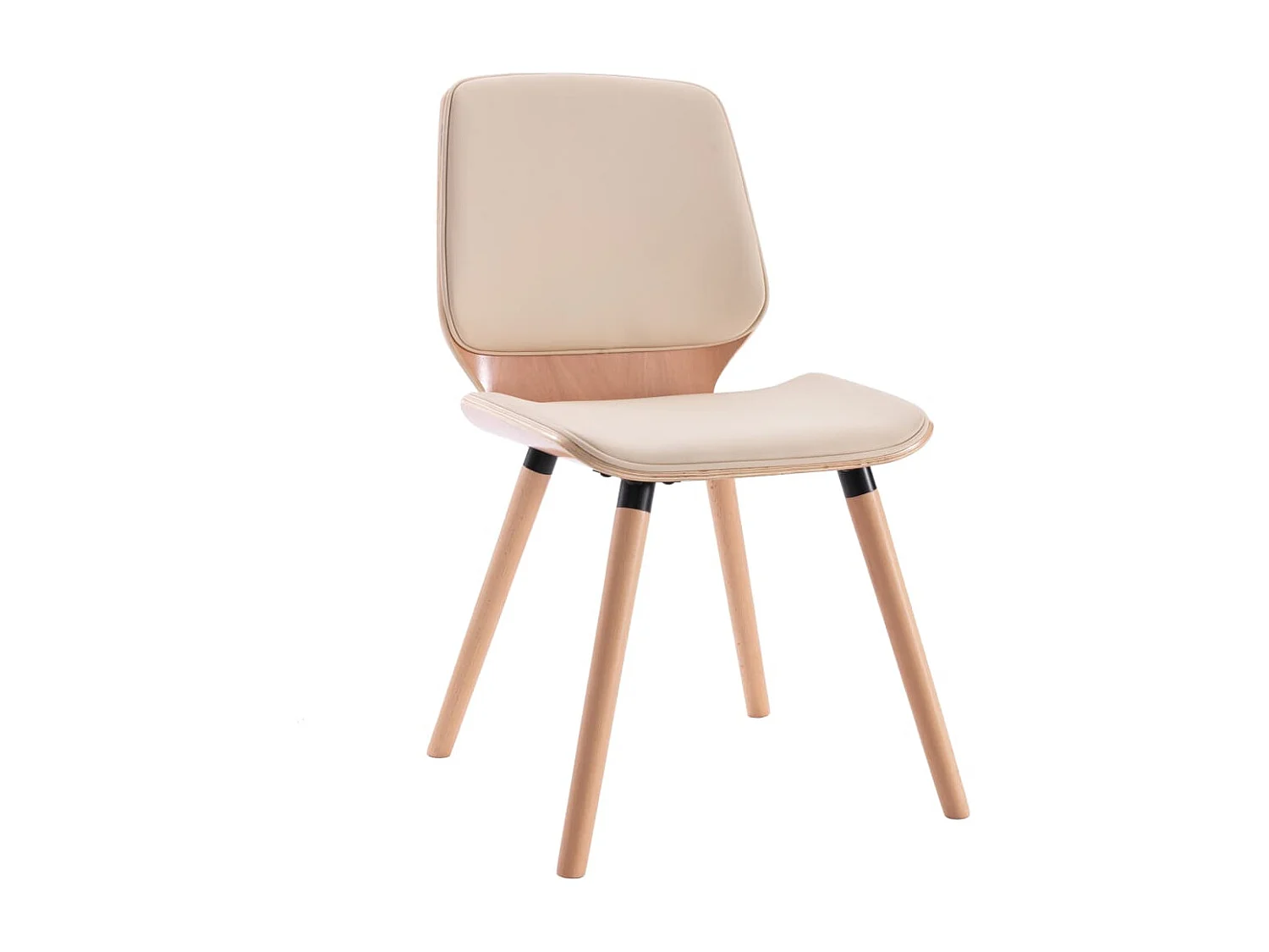 Eetkamerstoelen 4 st kunstleer crèmekleurig