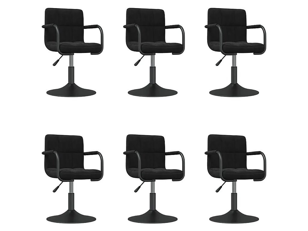 Chaises pivotantes à manger lot de 6 noir velours