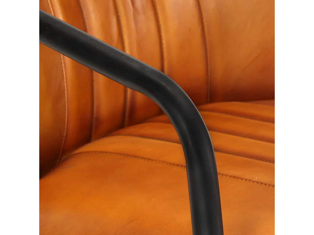 Chaises à manger lot de 2 brun roux cuir véritable