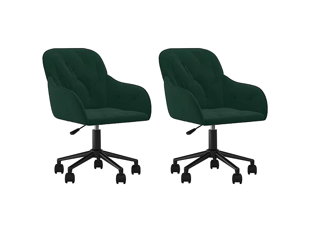 Chaises pivotantes à manger lot de 2 Vert foncé Velours