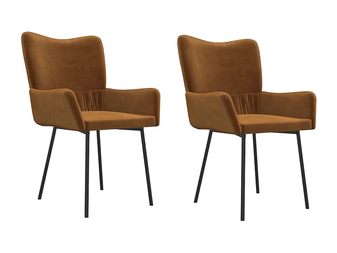 Chaises à manger lot de 2 Marron Velours