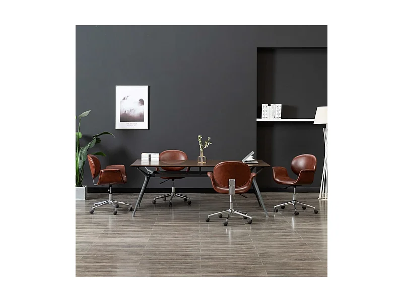 Drehbare Esszimmerstühle 4 Stk. Kunstleder Braun