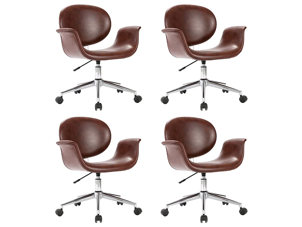 Sillas de comedor giratorias 4 unidades cuero sintético marrón