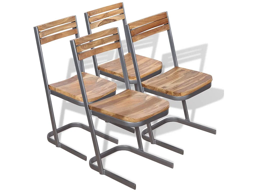 Sedie da Pranzo 4 pz in Legno Massello di Teak