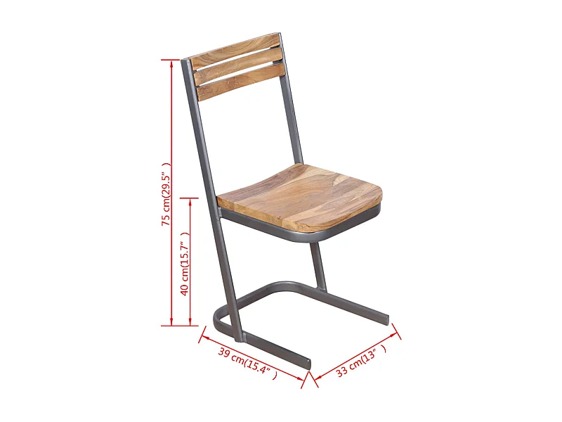 Chaises à manger lot de 4 bois de teck massif