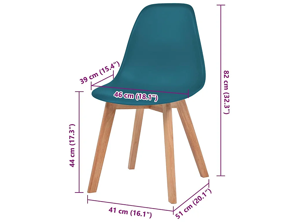 Eetkamerstoelen 6 st kunststof turquoise