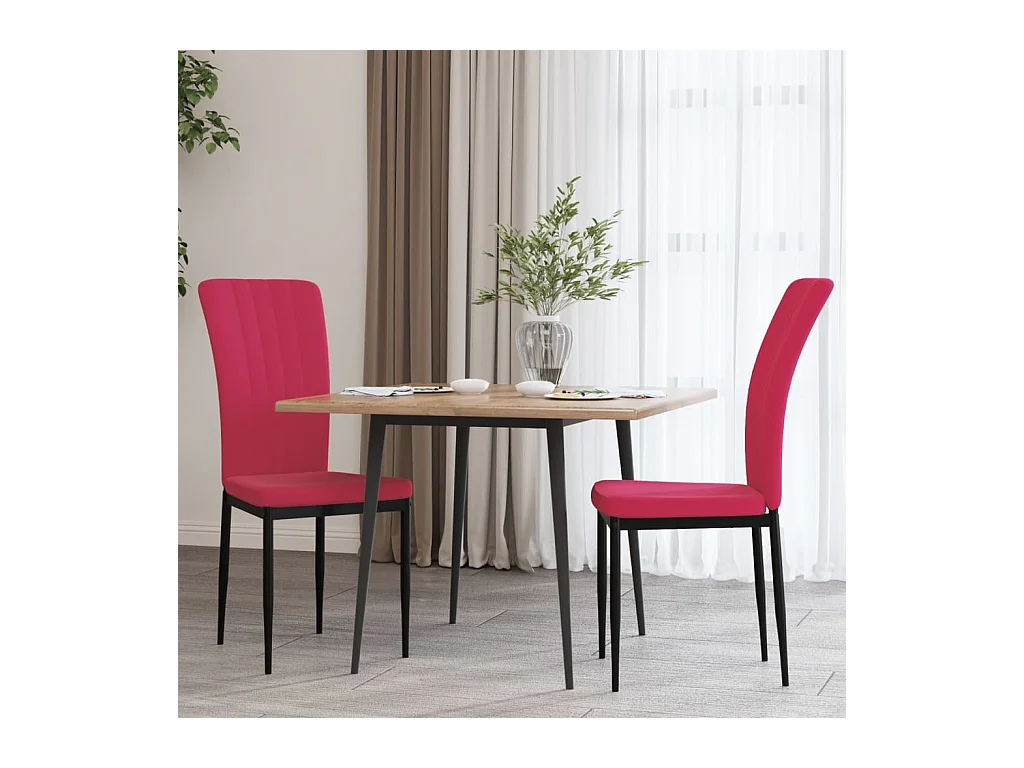 Chaises à manger lot de 2 Rouge bordeaux Velours